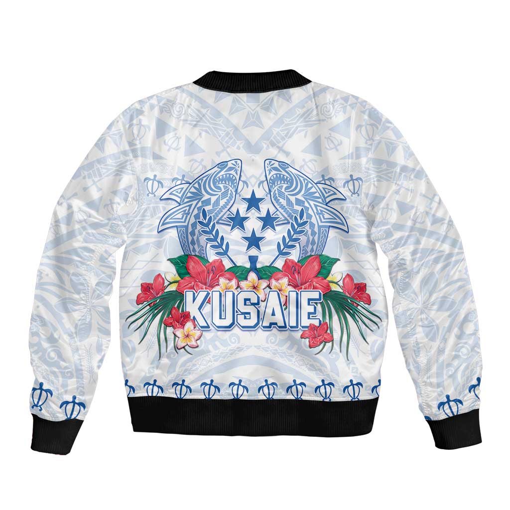 Happy Kosrae Liberation Day Bomber Jacket Polynesian Shark Turtle Motif