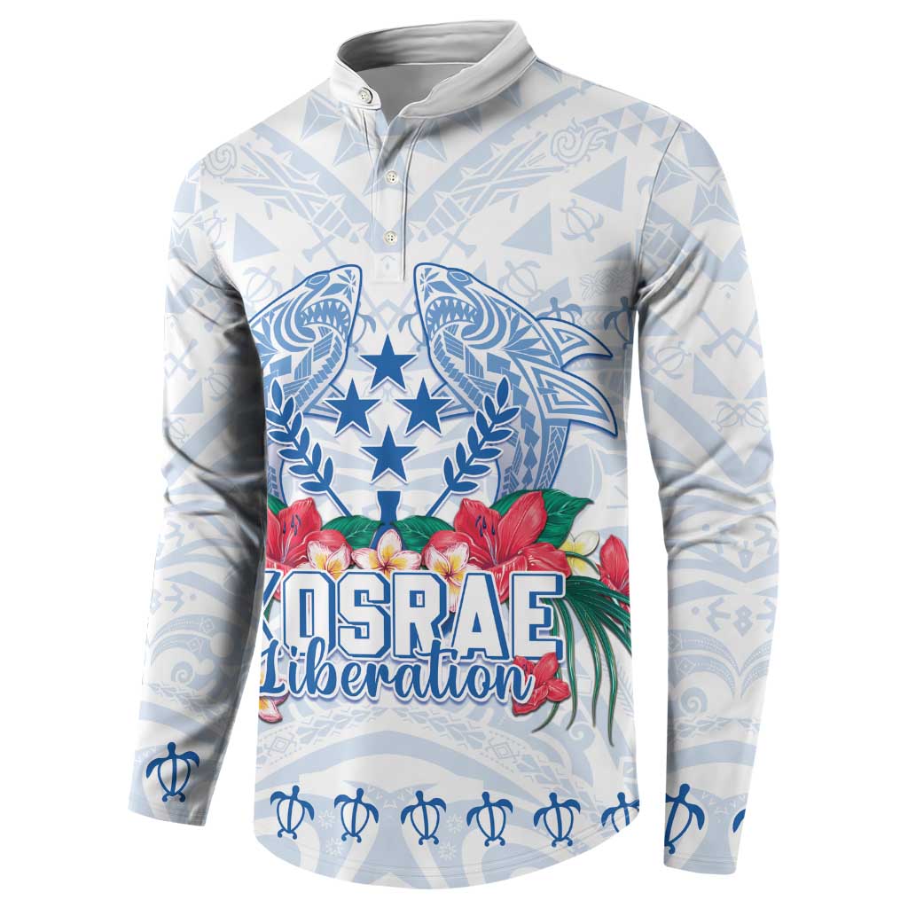 Happy Kosrae Liberation Day Button Sweatshirt Polynesian Shark Turtle Motif LT05 - Polynesian Pride