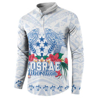 Happy Kosrae Liberation Day Button Sweatshirt Polynesian Shark Turtle Motif LT05 - Polynesian Pride
