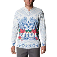 Happy Kosrae Liberation Day Button Sweatshirt Polynesian Shark Turtle Motif LT05 - Polynesian Pride