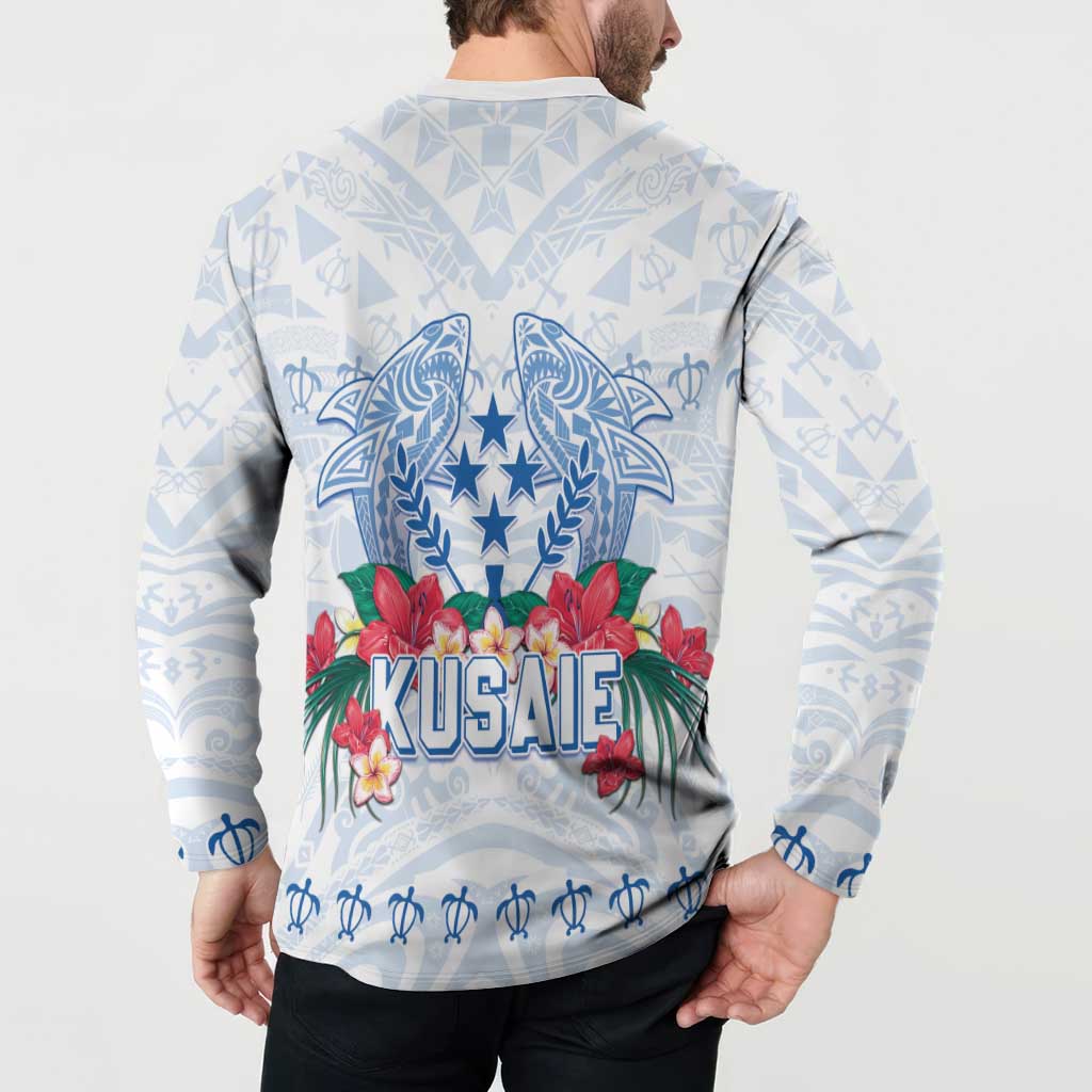 Happy Kosrae Liberation Day Button Sweatshirt Polynesian Shark Turtle Motif LT05 - Polynesian Pride