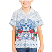 Happy Kosrae Liberation Day Family Matching Mermaid Dress and Hawaiian Shirt Polynesian Shark Turtle Motif LT05 Son's Shirt White - Polynesian Pride