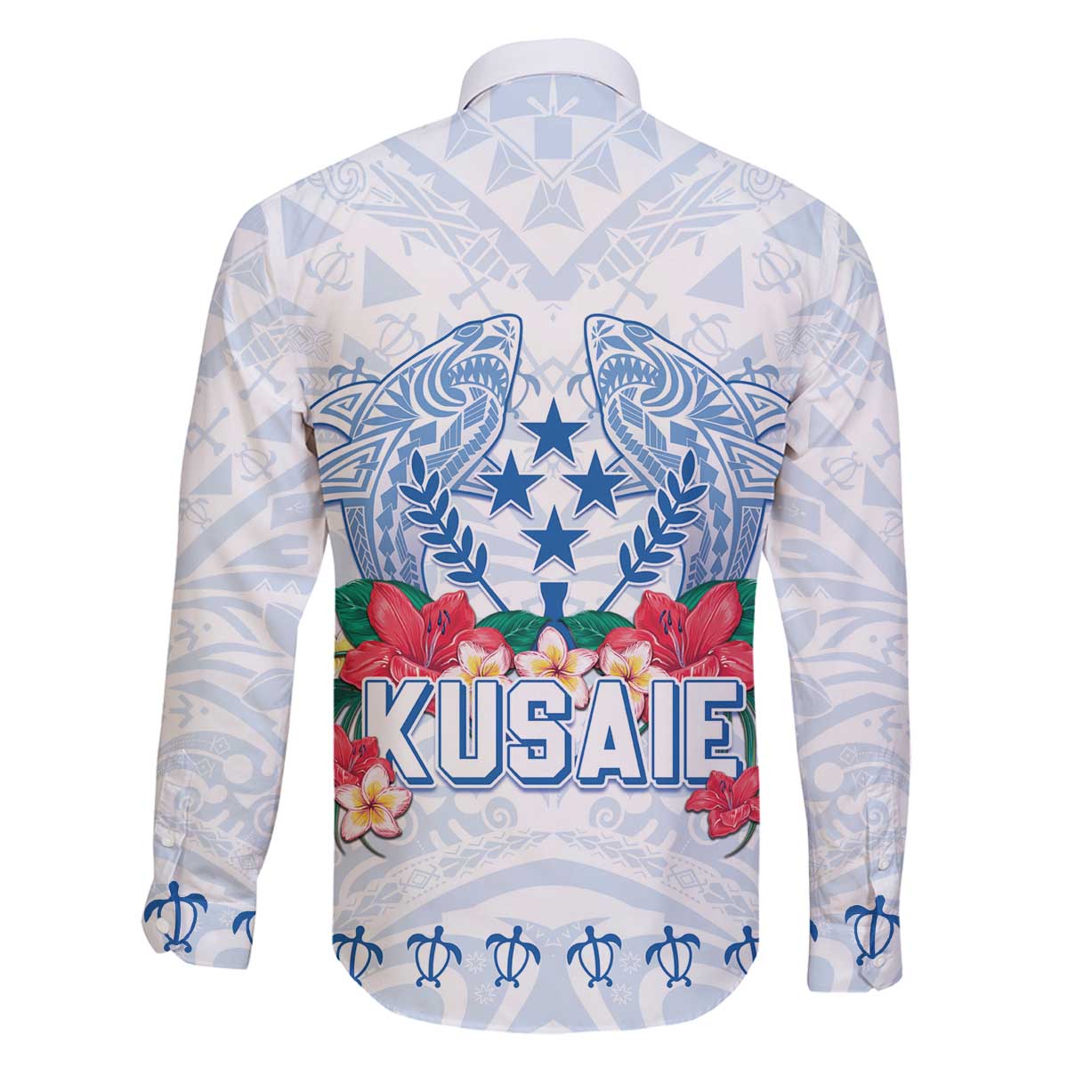 Happy Kosrae Liberation Day Family Matching Off The Shoulder Long Sleeve Dress and Hawaiian Shirt Polynesian Shark Turtle Motif