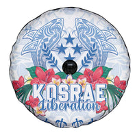 Happy Kosrae Liberation Day Spare Tire Cover Polynesian Shark Turtle Motif