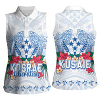 Happy Kosrae Liberation Day Women Sleeveless Polo Shirt Polynesian Shark Turtle Motif LT05 - Polynesian Pride