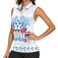 Happy Kosrae Liberation Day Women Sleeveless Polo Shirt Polynesian Shark Turtle Motif LT05 - Polynesian Pride