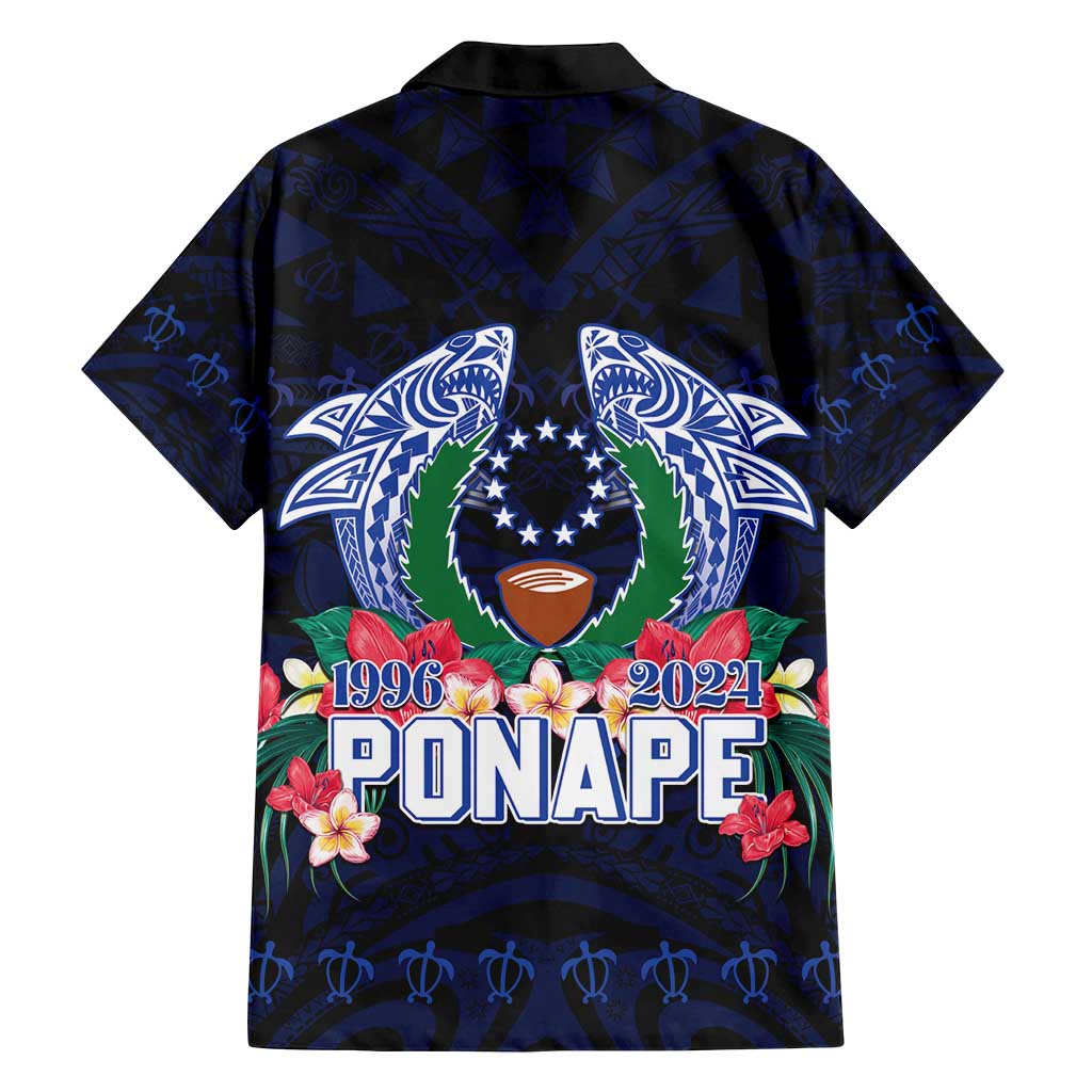 Happy Pohnpei Liberation Day Family Matching Long Sleeve Bodycon Dress and Hawaiian Shirt Polynesian Shark Turtle Motif