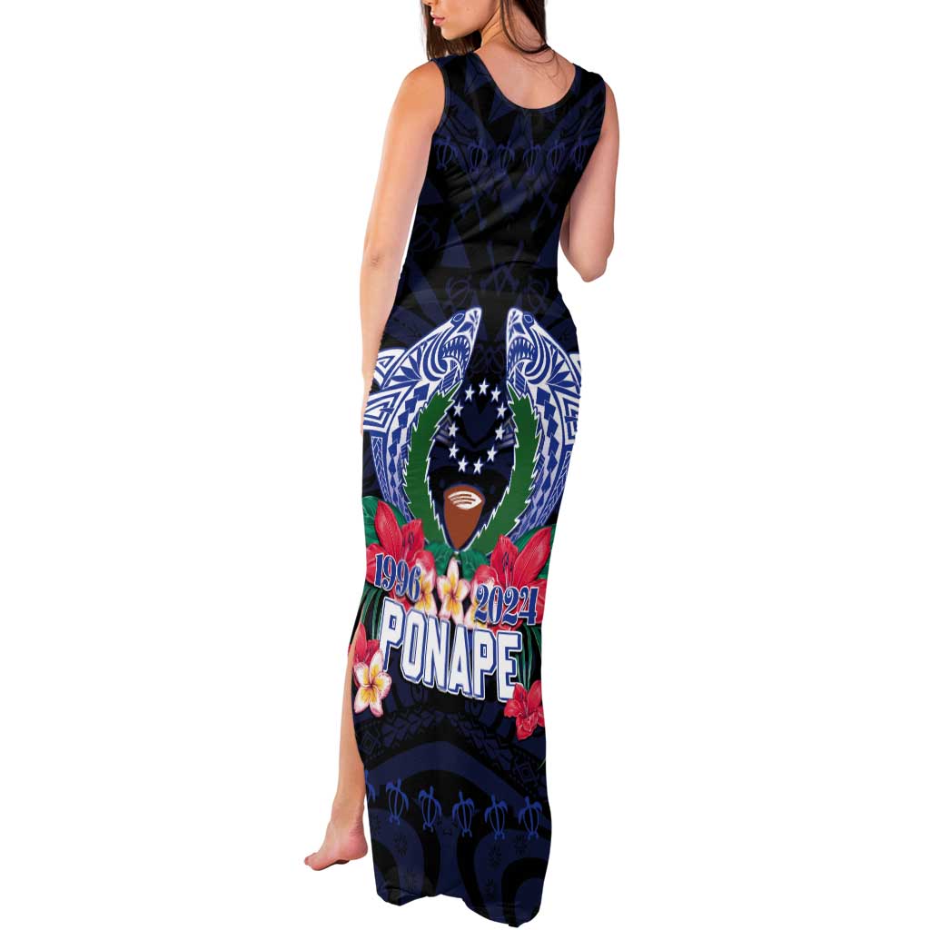 Happy Pohnpei Liberation Day Tank Maxi Dress Polynesian Shark Turtle Motif