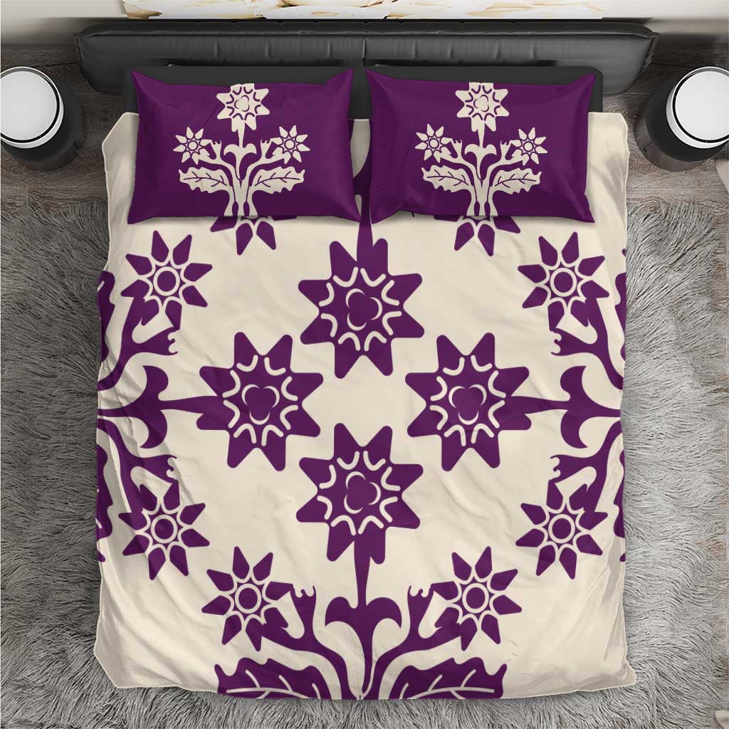 Cook Islands Purple Tivaevae Bedding Set - Polynesian Pride