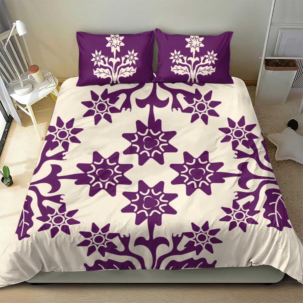Cook Islands Purple Tivaevae Bedding Set - Polynesian Pride