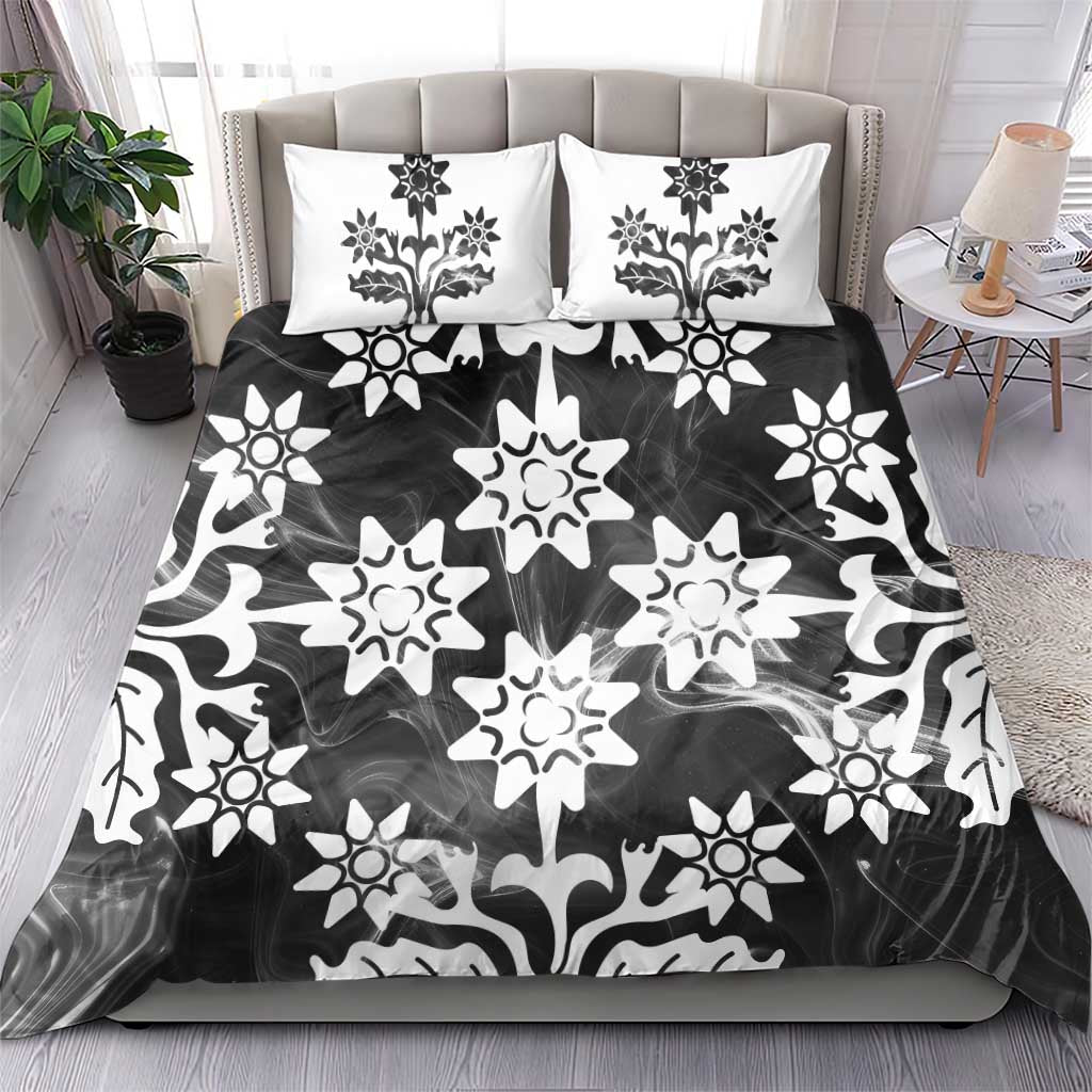Cook Islands Black Marble Tivaevae Bedding Set - Polynesian Pride