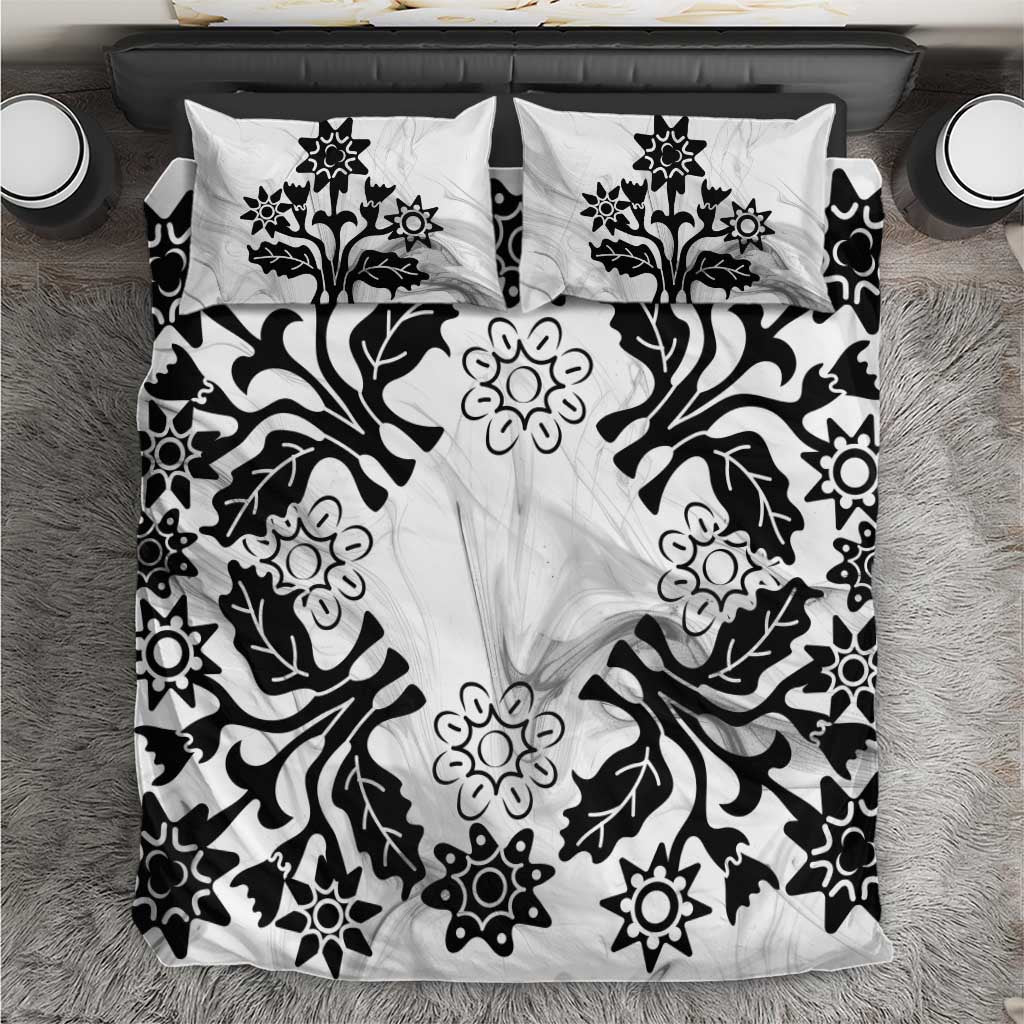 Cook Islands Tivaevae Quilt Bedding Set White Marble - Polynesian Pride
