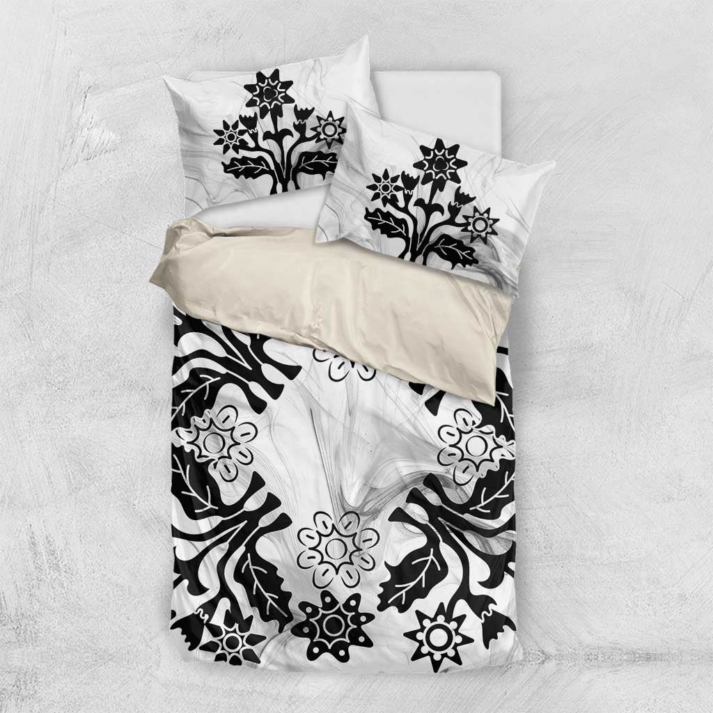 Cook Islands Tivaevae Quilt Bedding Set White Marble - Polynesian Pride