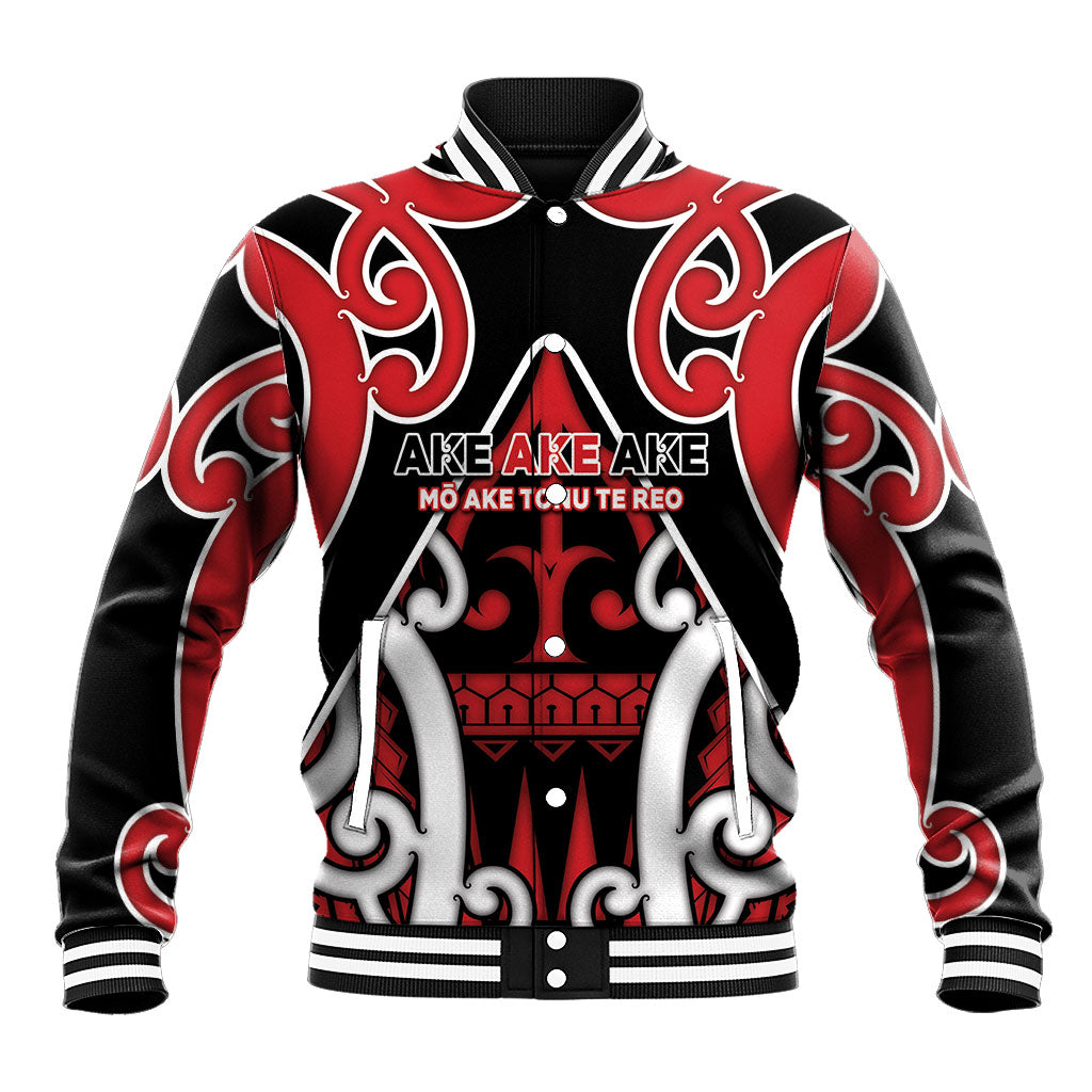 New Zealand Maori Language Week Baseball Jacket Mo Ake Tonu Te Reo