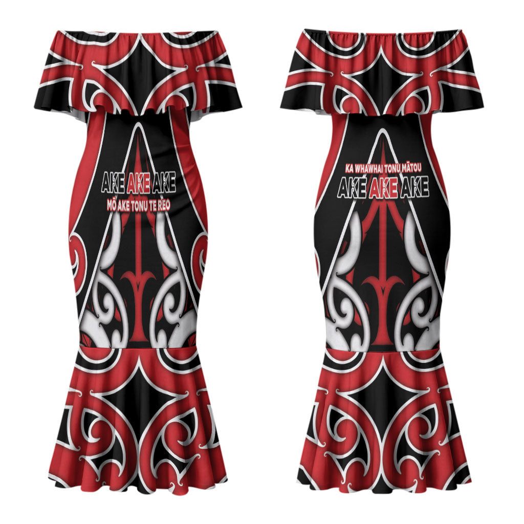 New Zealand Maori Language Week Couples Matching Mermaid Dress and Hawaiian Shirt Mo Ake Tonu Te Reo