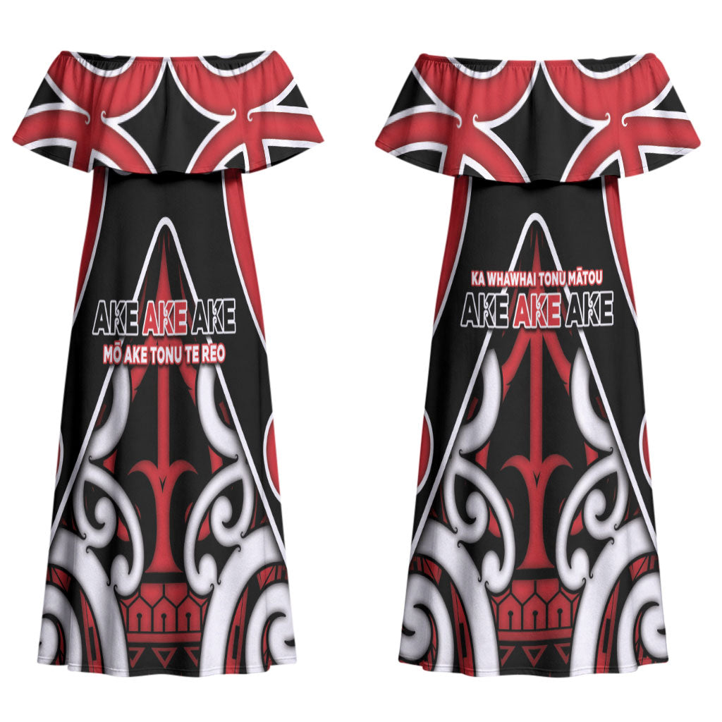 New Zealand Maori Language Week Couples Matching Off Shoulder Maxi Dress and Hawaiian Shirt Mo Ake Tonu Te Reo