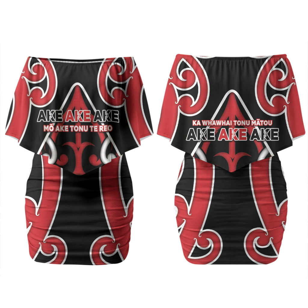 New Zealand Maori Language Week Couples Matching Off Shoulder Short Dress and Hawaiian Shirt Mo Ake Tonu Te Reo