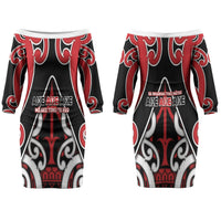 New Zealand Maori Language Week Couples Matching Off The Shoulder Long Sleeve Dress and Hawaiian Shirt Mo Ake Tonu Te Reo
