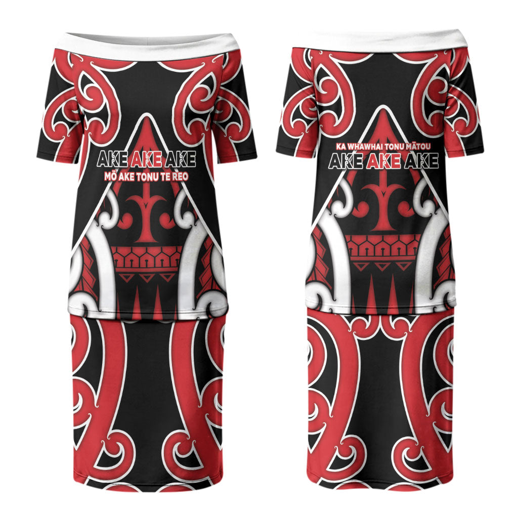 New Zealand Maori Language Week Couples Matching Puletasi and Hawaiian Shirt Mo Ake Tonu Te Reo