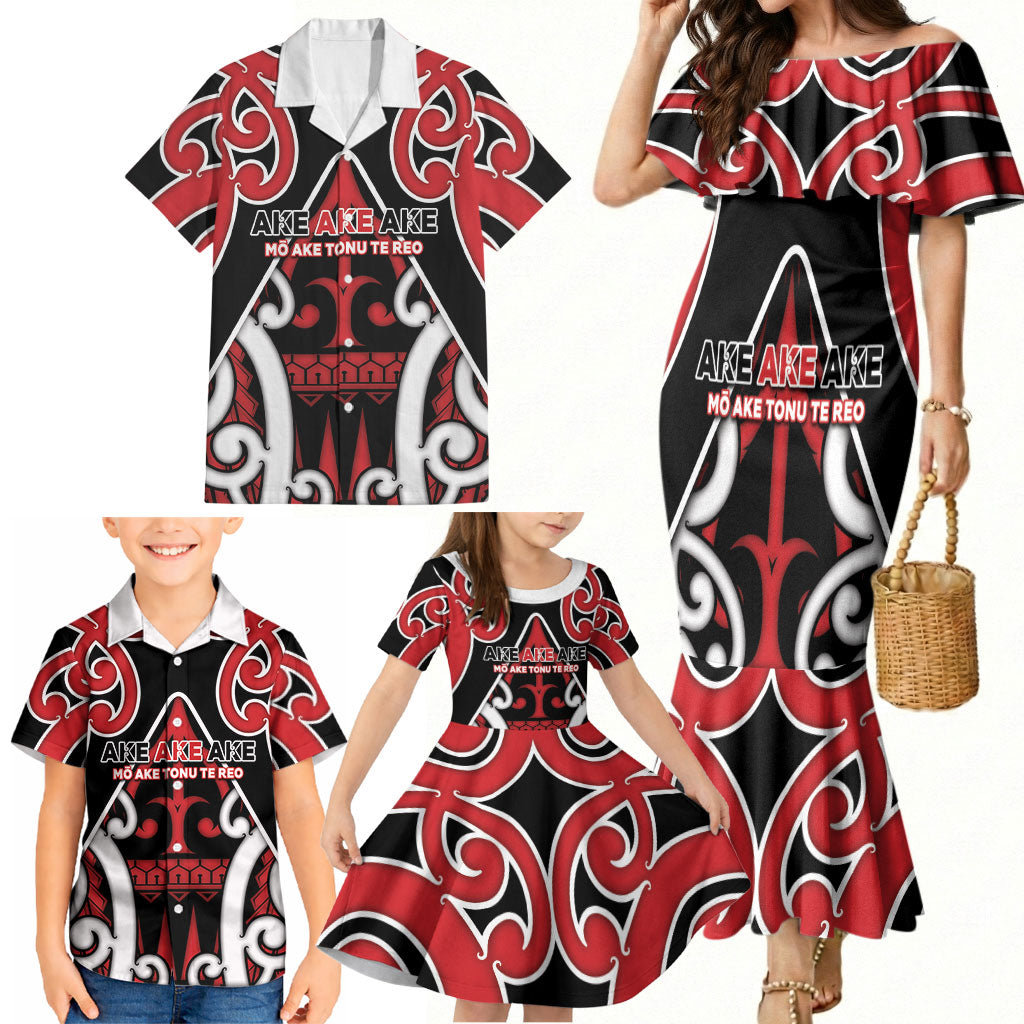New Zealand Maori Language Week Family Matching Mermaid Dress and Hawaiian Shirt Mo Ake Tonu Te Reo LT05 - Polynesian Pride
