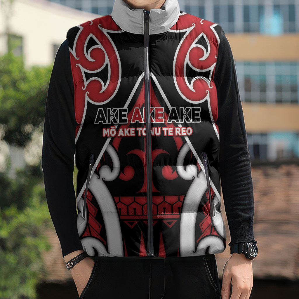 New Zealand Maori Language Week Sleeveless Puffer Jacket Mo Ake Tonu Te Reo