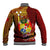Personalized Tonga Eua Baseball Jacket Maroon Shining Parrot Coat Of Arms With Ngatu Pattern LT05 - Polynesian Pride