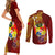 Personalized Tonga Eua Couples Matching Short Sleeve Bodycon Dress and Long Sleeve Button Shirts Maroon Shining Parrot Coat Of Arms With Ngatu Pattern LT05 - Polynesian Pride