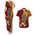 Personalized Tonga Eua Couples Matching Tank Maxi Dress and Hawaiian Shirt Maroon Shining Parrot Coat Of Arms With Ngatu Pattern LT05 Red - Polynesian Pride