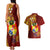 Personalized Tonga Eua Couples Matching Tank Maxi Dress and Hawaiian Shirt Maroon Shining Parrot Coat Of Arms With Ngatu Pattern LT05 - Polynesian Pride