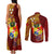 Personalized Tonga Eua Couples Matching Tank Maxi Dress and Long Sleeve Button Shirts Maroon Shining Parrot Coat Of Arms With Ngatu Pattern LT05 - Polynesian Pride