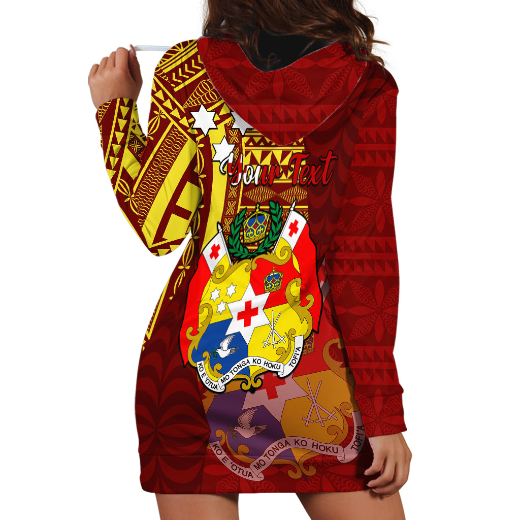 Personalized Tonga Eua Hoodie Dress Maroon Shining Parrot Coat Of Arms With Ngatu Pattern LT05 - Polynesian Pride