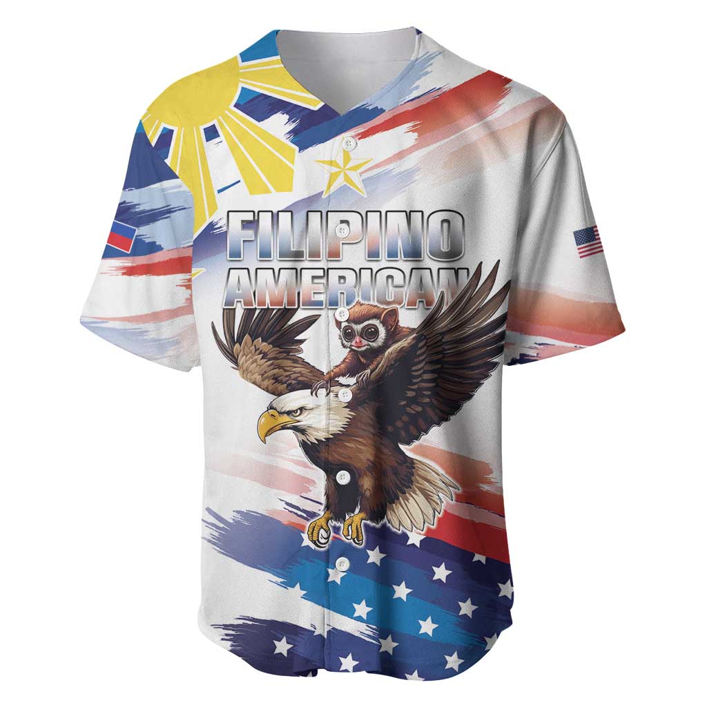 Filipino American History Month Baseball Jersey Bald Eagle Tarsier Together LT05 White - Polynesian Pride