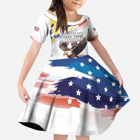 Filipino American History Month Family Matching Off Shoulder Maxi Dress and Hawaiian Shirt Bald Eagle Tarsier Together LT05 Daughter's Dress White - Polynesian Pride