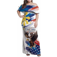 Filipino American History Month Family Matching Off Shoulder Maxi Dress and Hawaiian Shirt Bald Eagle Tarsier Together LT05 Mom's Dress White - Polynesian Pride