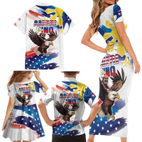 Filipino American History Month Family Matching Short Sleeve Bodycon Dress and Hawaiian Shirt Bald Eagle Tarsier Together LT05 - Polynesian Pride