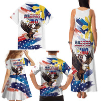Filipino American History Month Family Matching Tank Maxi Dress and Hawaiian Shirt Bald Eagle Tarsier Together LT05 - Polynesian Pride