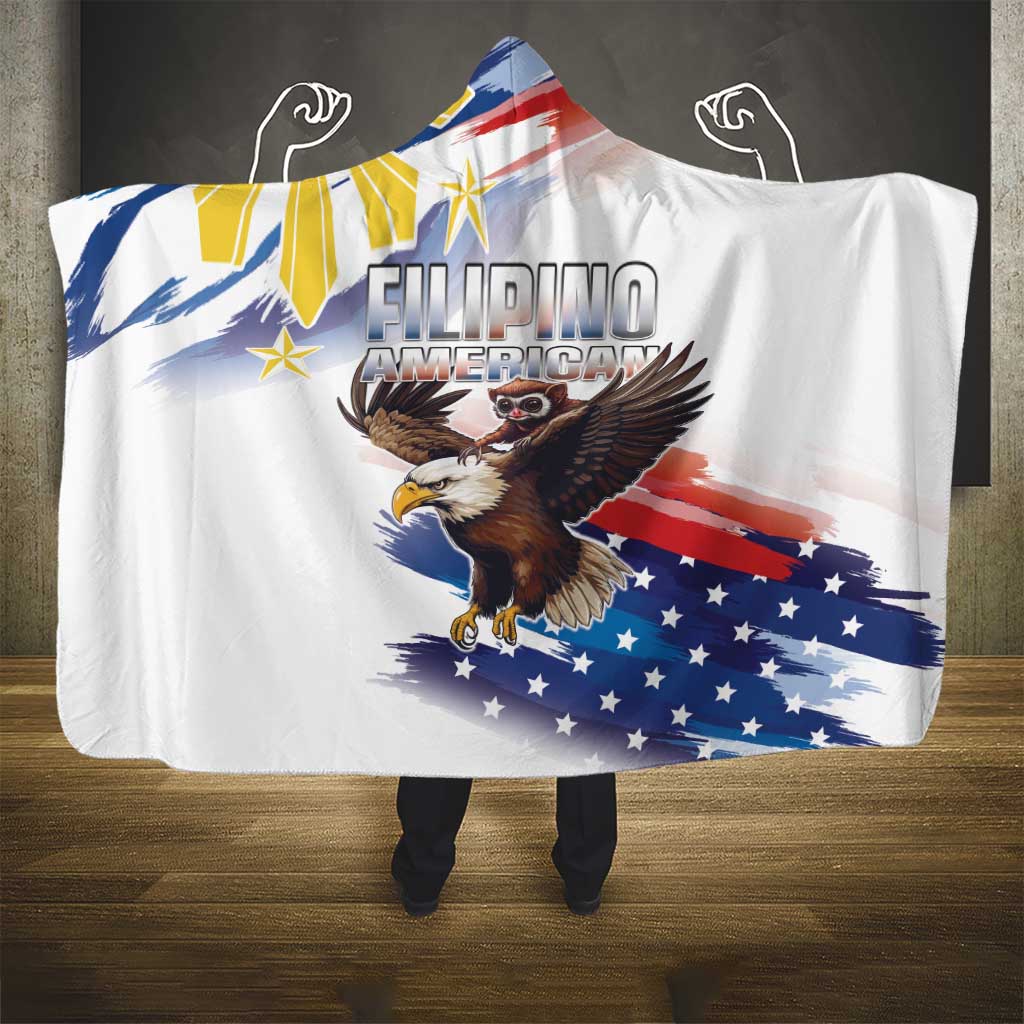 Filipino American History Month Hooded Blanket Bald Eagle Tarsier Together