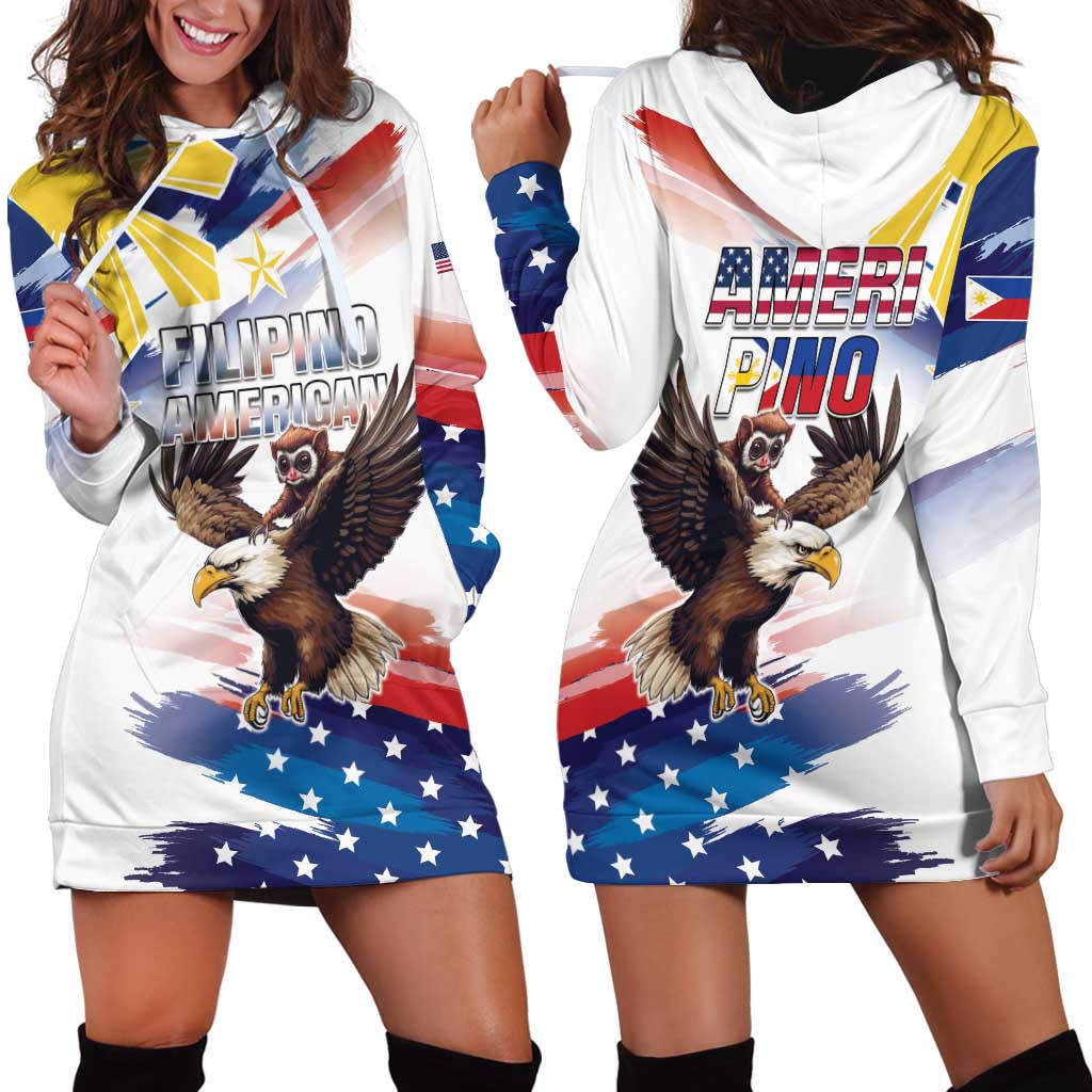 Filipino American History Month Hoodie Dress Bald Eagle Tarsier Together