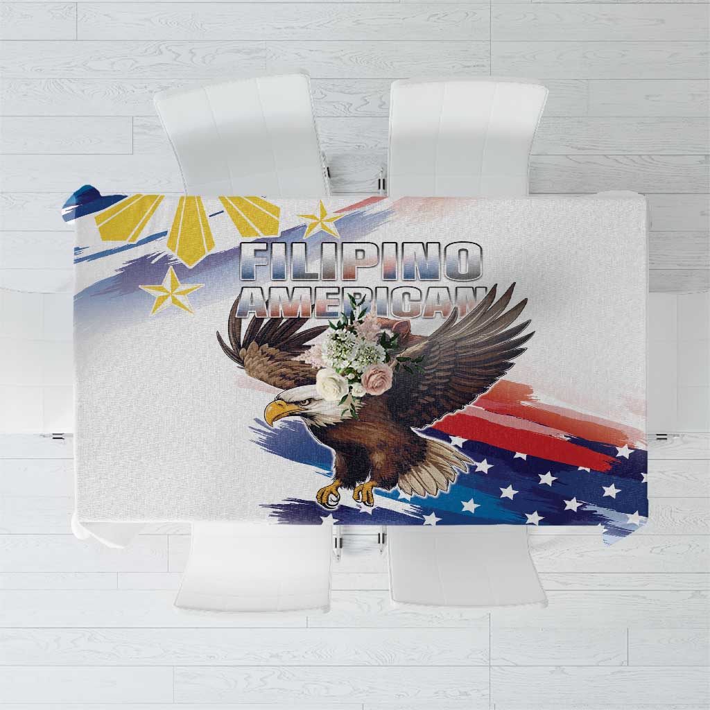 Filipino American History Month Tablecloth Bald Eagle Tarsier Together LT05 White - Polynesian Pride