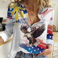 Filipino American History Month Women Casual Shirt Bald Eagle Tarsier Together LT05 Female White - Polynesian Pride