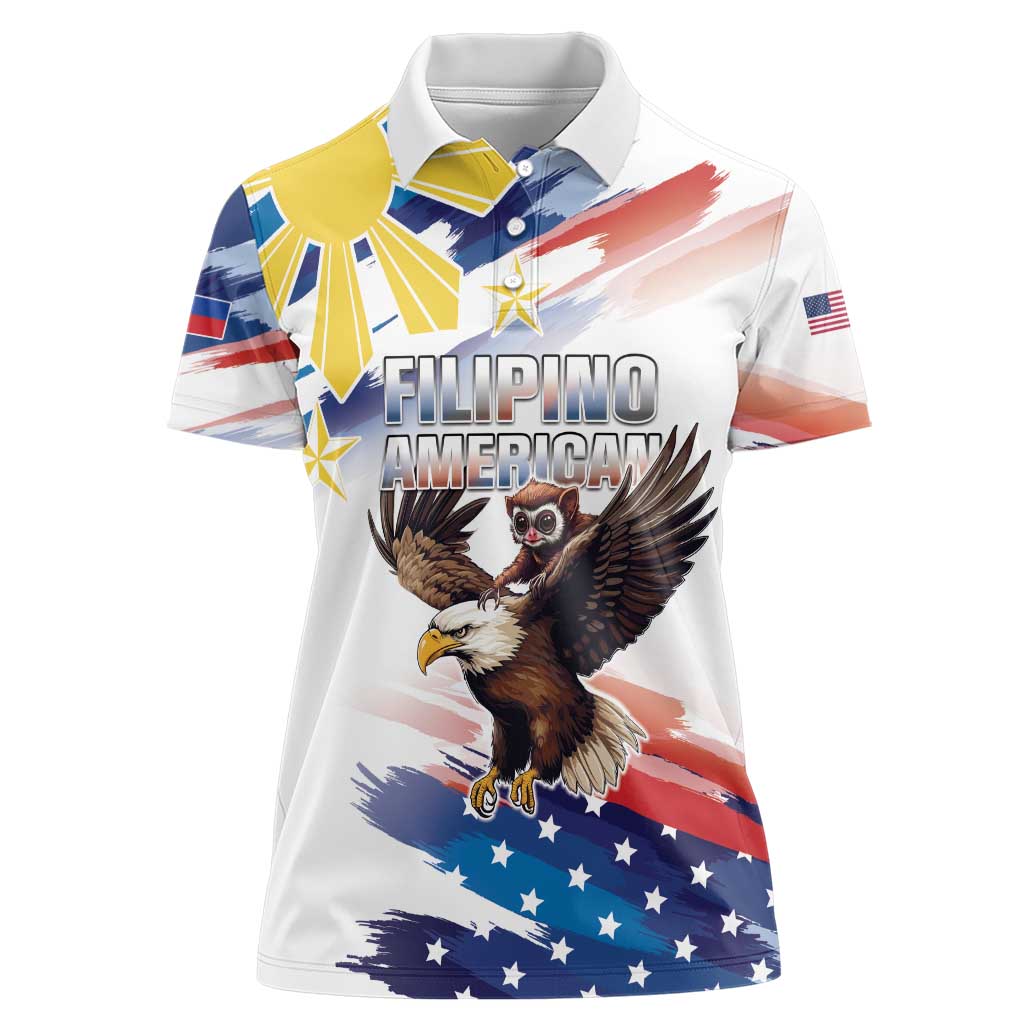 Filipino American History Month Women Polo Shirt Bald Eagle Tarsier Together