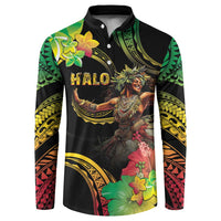 Halo Vanuatu Button Sweatshirt Beautiful Woman Dancing LT05 Black - Polynesian Pride