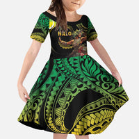 Halo Vanuatu Family Matching Mermaid Dress and Hawaiian Shirt Beautiful Woman Dancing LT05 Daughter's Dress Black - Polynesian Pride