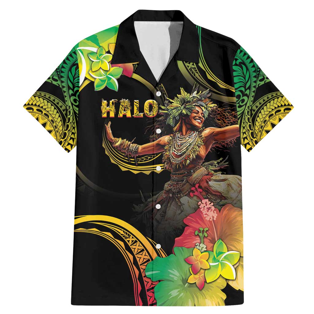 Halo Vanuatu Family Matching Mermaid Dress and Hawaiian Shirt Beautiful Woman Dancing LT05 Dad's Shirt - Short Sleeve Black - Polynesian Pride