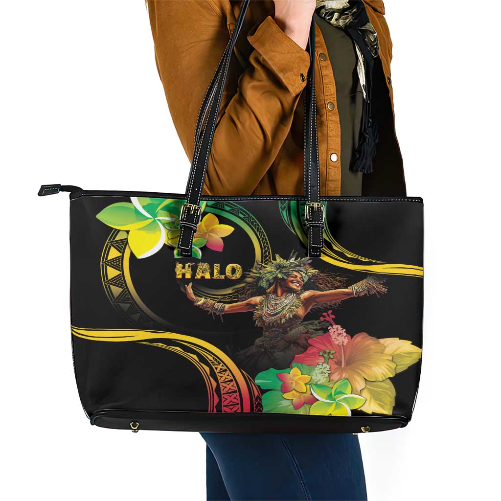 Halo Vanuatu Leather Tote Bag Beautiful Woman Dancing LT05 - Polynesian Pride