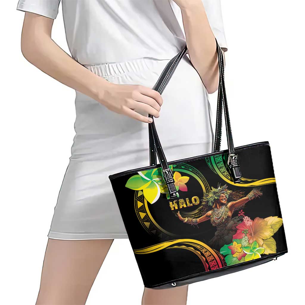 Halo Vanuatu Leather Tote Bag Beautiful Woman Dancing LT05 - Polynesian Pride