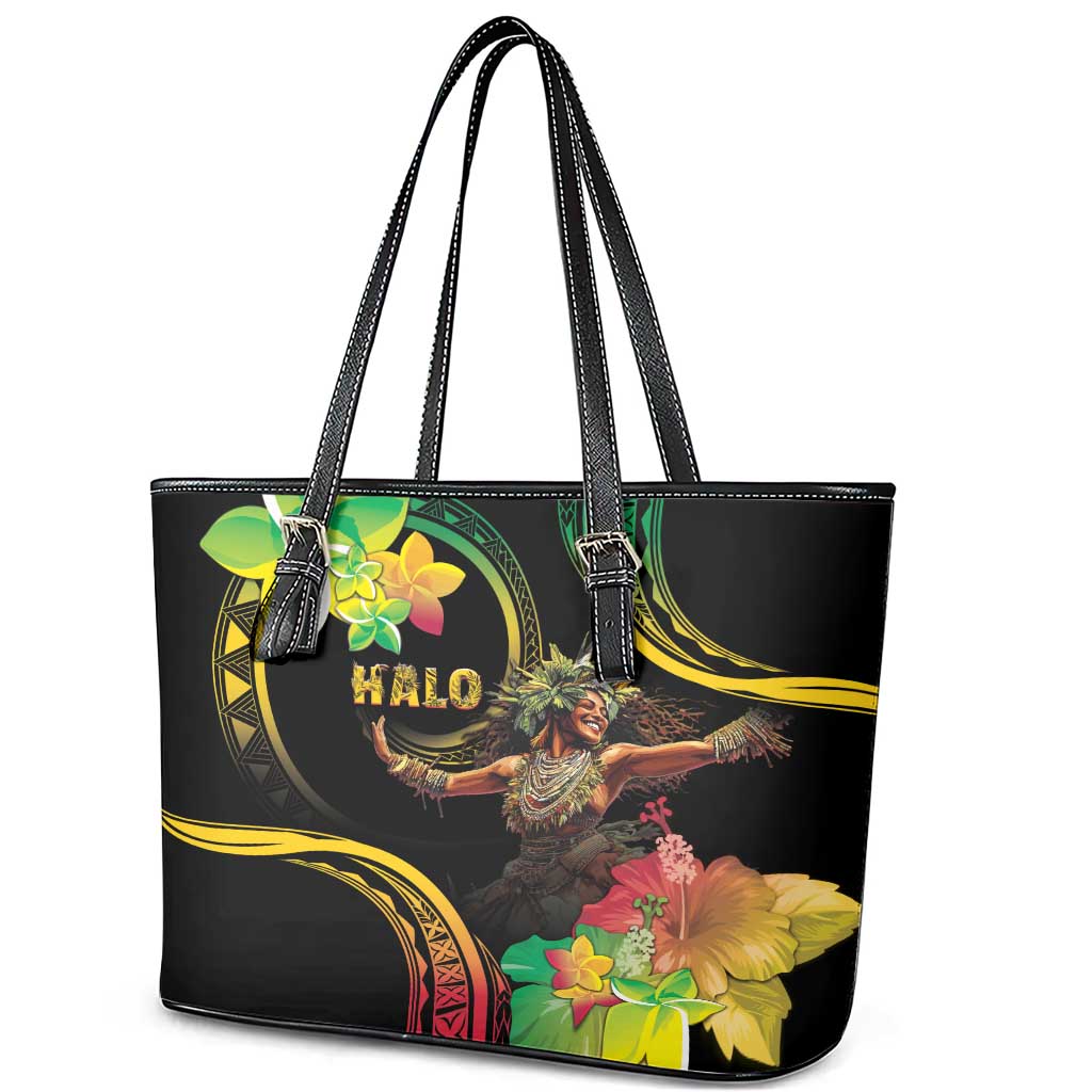 Halo Vanuatu Leather Tote Bag Beautiful Woman Dancing LT05 - Polynesian Pride