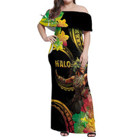 Halo Vanuatu Off Shoulder Maxi Dress Beautiful Woman Dancing LT05 Women Black - Polynesian Pride