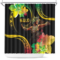 Halo Vanuatu Shower Curtain Beautiful Woman Dancing LT05 Black - Polynesian Pride