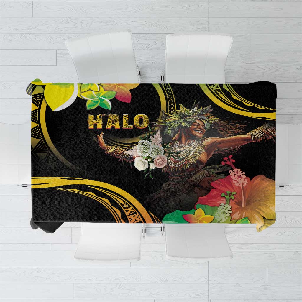 Halo Vanuatu Tablecloth Beautiful Woman Dancing LT05 Black - Polynesian Pride